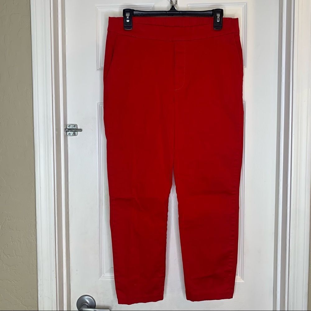 Kut From The Kloth Red High Rise Tapered Crop Trouser Pants Stretch Size 6